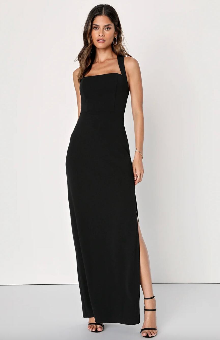 Lulus Glamorous Dedication Black Sleeveless Column Maxi Dress Formal XL NWT
